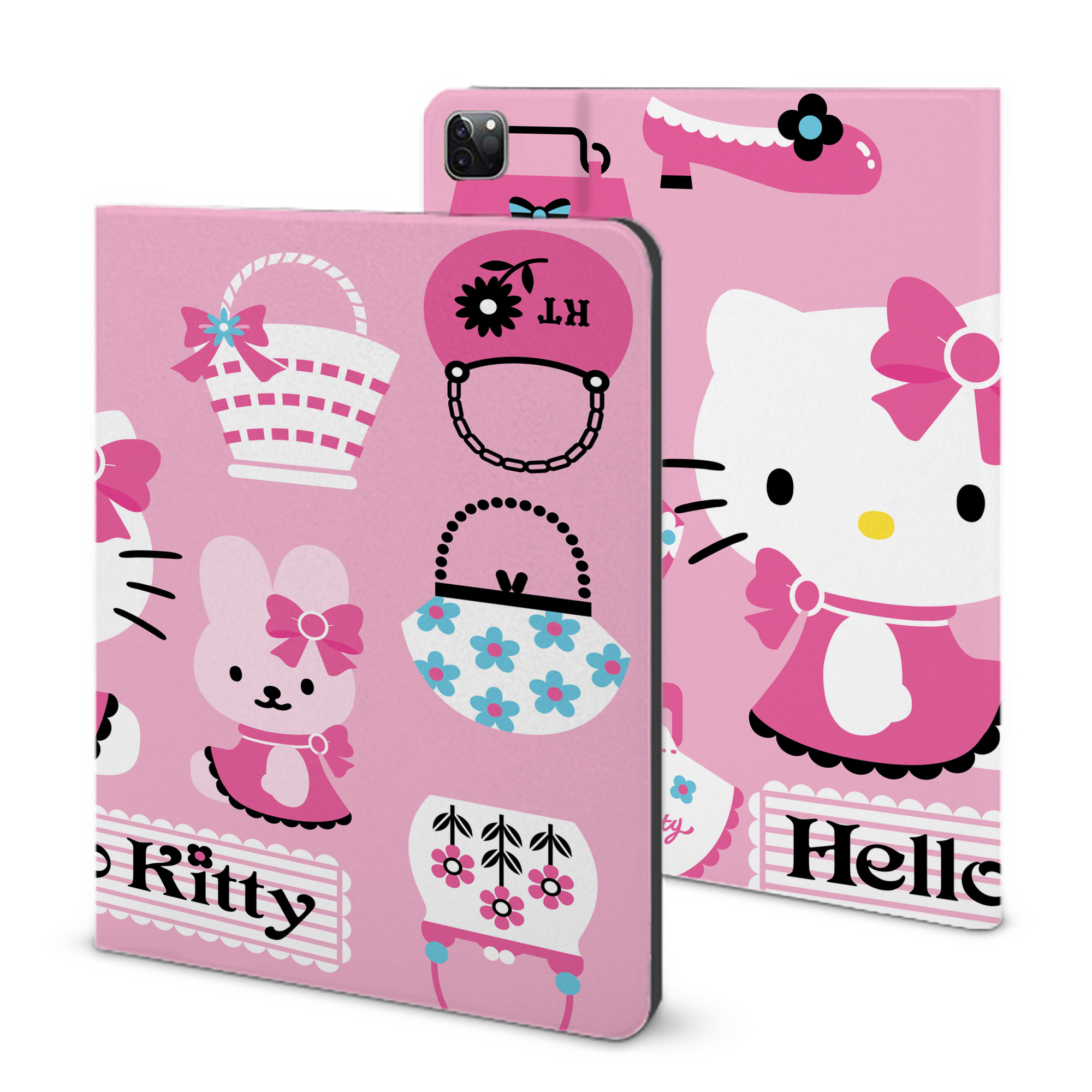 （画像用） Hello Kitty ハローキティ IPad ケース ブック型 PUレザー TPU 耐衝撃 軽量 薄型 ペン収納なし 全面保護 IPad 各モデル対応